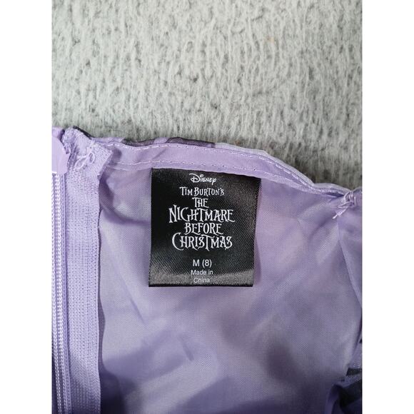 Disney Dress Jack Skellington Girls Medium Purple Kids Puff Sleeve Halloween NWT - Picture 2 of 8